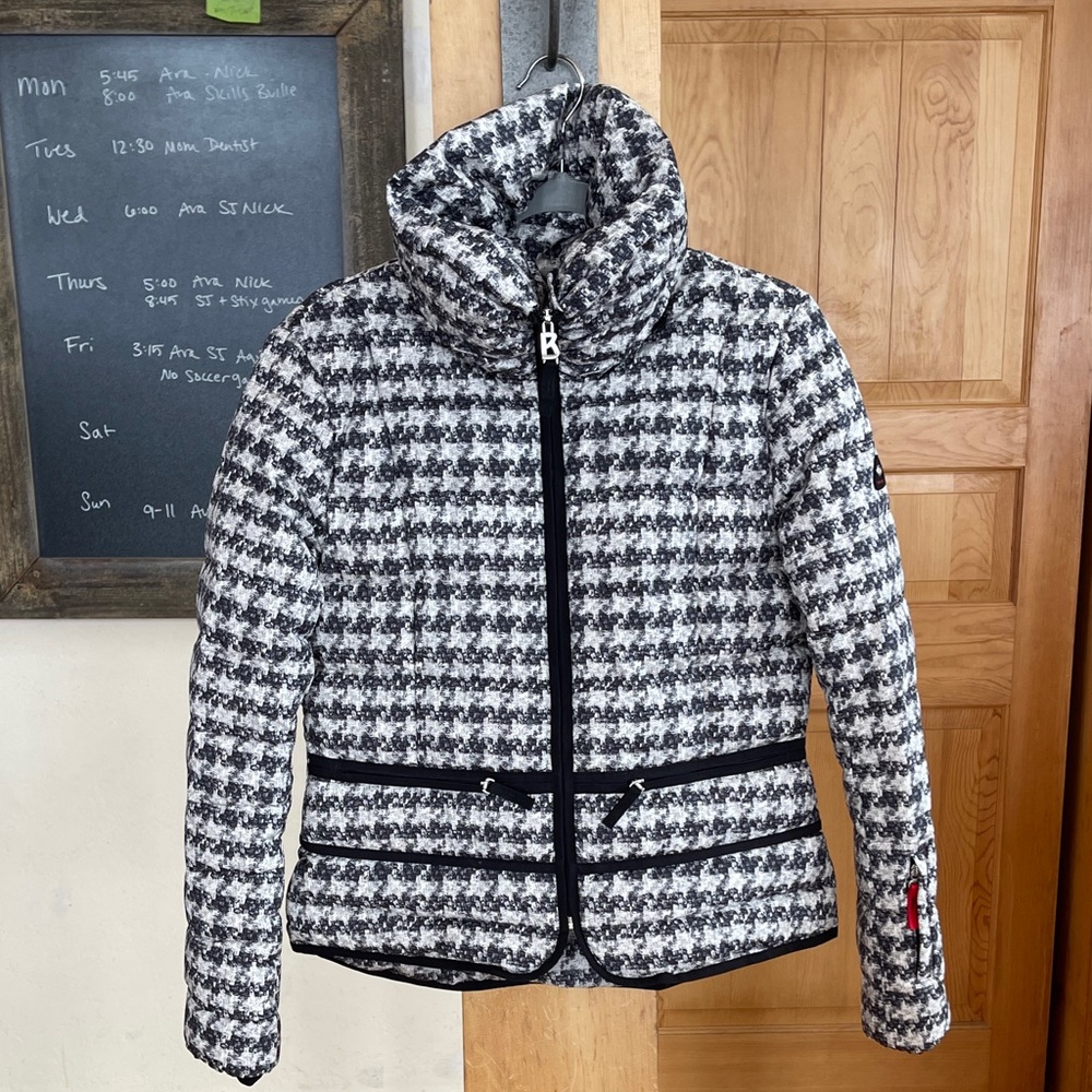 Bogner Black and White Houndstooth Puffer Jacket, NWT!